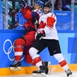 GANGNEUNG, SOUTH KOREA - FEBRUARY 24: Canada's Cody Goloubef #27 hits Czech Republic's Lukas Radil #69 into the boards during bronze medal round action at the PyeongChang 2018 Olympic Winter Games. (Photo by Matt Zambonin/HHOF-IIHF Images)

